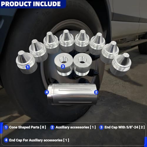 LYAUTOELE silver aluminum alloy cone-shaped lug nuts, 1.375 x 24, pack of 12