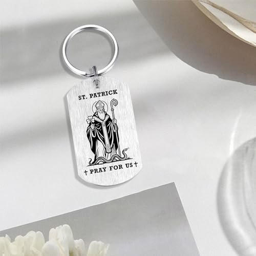 Alotozo St. Patrick Gifts - Saint Patrick Keychain for Mens, Patron Saint of Missionaries Engineers Gifts, St. Patrick's Day Birthday Key Chain for Irish Friend