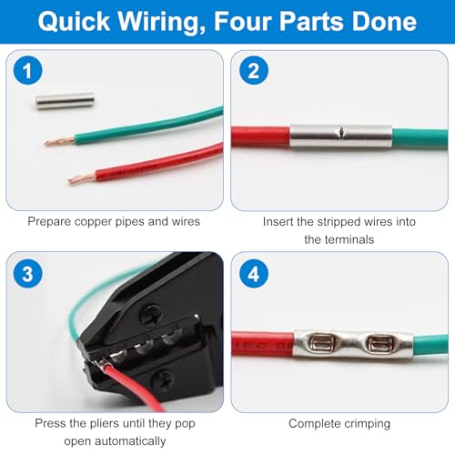 Butt Connectors, 200 Pieces, Butt Connectors, Non-Insulated Crimp Connectors, Butt Connectors, Crimp Sleeves, Uninsulated Set for DIY Electrical Splicing