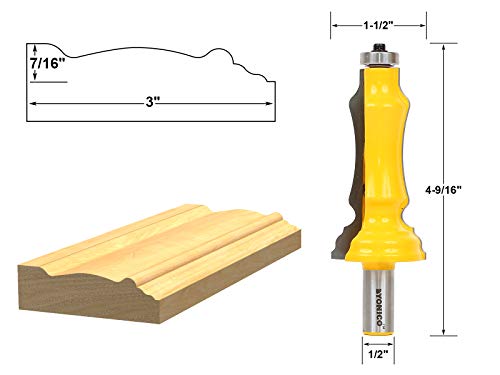 Yonico 3-inch door and window molding casing router bit with 1/2-inch shank