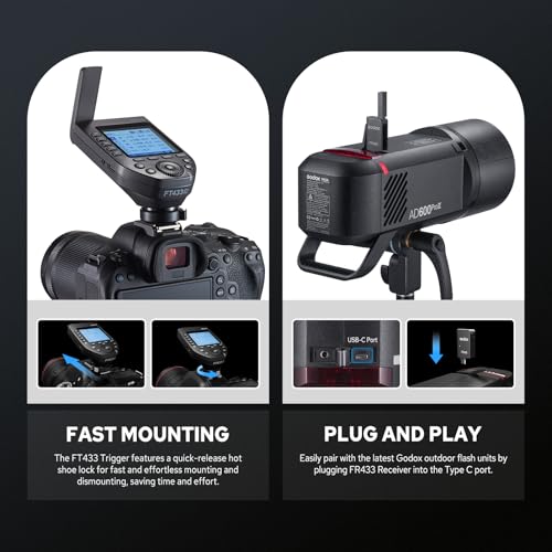 GODOX FT433 C TTL Wireless Flash Trigger for Canon, 433MHz Transmitter FT433 Flash Trigger for Canon