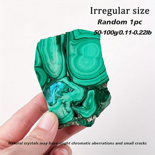 Natural Malachite Slice 50-100g (0.11-0.22lb), Polished Malachite Slab Healing Crystal Stone, Green Mineral Specimen for Jewelry Making, DIY, Reiki, Pocket Crystal Collection