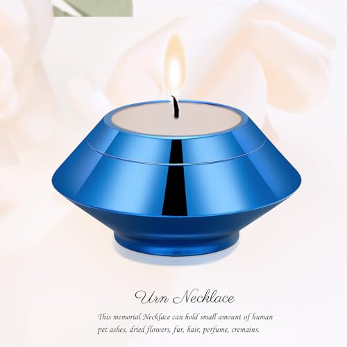 Minicremation Cremation Urn for Human Ashes Stainless Steel Candle Ash Holder Keepsake Urn for Ashes Candlestick Mini Funeral Urns for Pet Ashes (Blue-A)