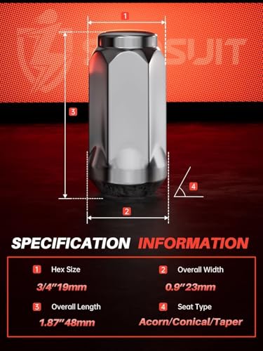 Sposuit 32-piece chrome lug nuts, 9/16-18 thread with 3/4-inch hex for Ram vehicles