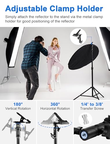 Selens Portable 24 in / 60 cm Light Reflector with Clamp,5 in 1 Multi Disc 5 in 1 24inch with clamp