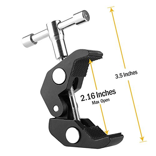 ChromLives Super Clamp Crab Clamp Photography w/ 1/4'' and 3/8'' Thread Rod Clamp Pliers Clip for DSLR Rig Cameras, 15mm Rods, Lights, Umbrellas, Hooks, Plate Glass, Cross Bars and More 2Pack