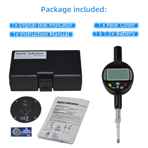 KWTAJIEQC digital dial gauge indicator with 25.4mm range and 0.01mm accuracy for CNC and auto repair