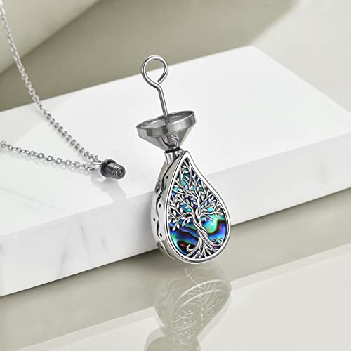 URONE Urn Necklace for Ashes 925 Sterling Silver Cremation Pendant That Holds Ash Memorial Jewellery Gifts for Loved Ones Tree of Life-A