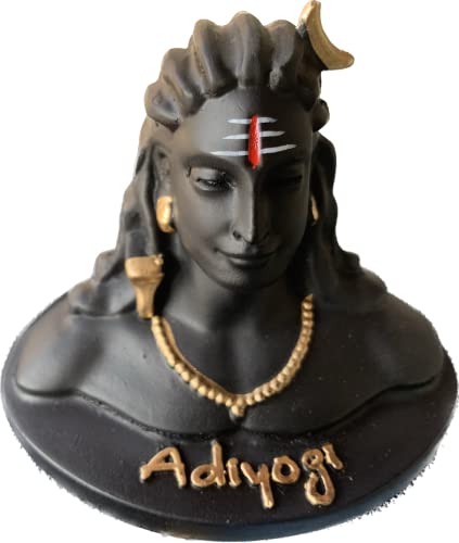BEXCO Handcrafted Adiyogi Shiva Statue – 4x4x4 Inch Matte Black Lord Mahadev Idol for Car Dashboard, Miniature Meditating Shiva Figurine & Decorative Showpiece for Living Room & Desk