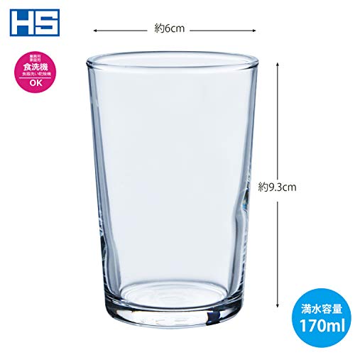 Toyo Sasaki Glass 01106HS Tumbler Glass, HS Tumbler, 6.1 fl oz (170 ml), Set of 6, Father's Day, Glass, Dishwasher Safe, Made in Japan, Shatter-Resistant, Tumbler, Glass, Cup 170ml 01106HS