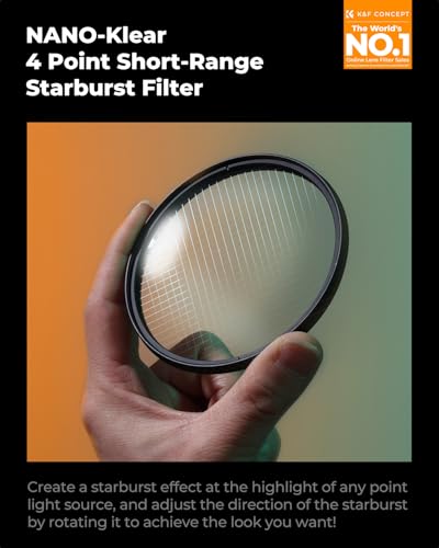 K&F CONCEPT 67mm Variable Short Line Star Lens Starburst Filter 4 Point