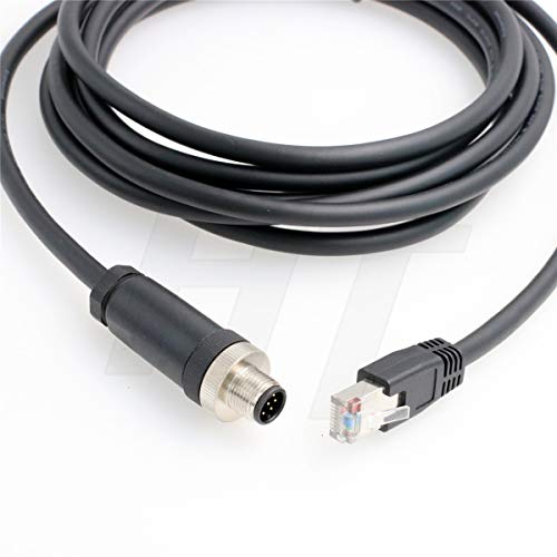 M12 Ethernet 8 Pole A-Code RJ45 Cat5e Cable for Cognex Industrial Camera Sensor (3 Meter) 3 meter