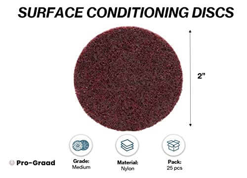 Pro-Graad R-Type 2-inch medium red surface conditioning quick change discs, 25-pack