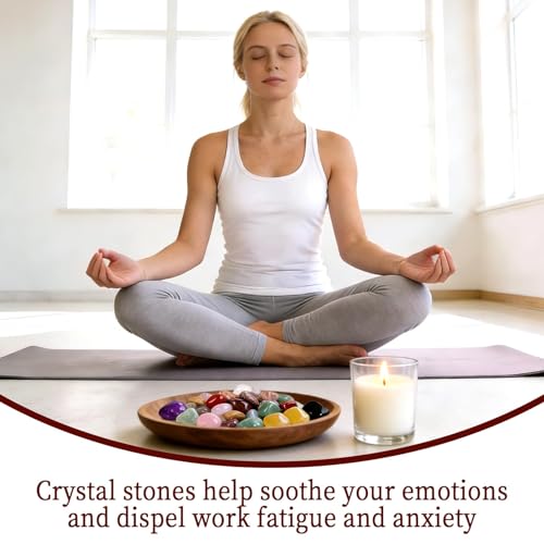 RAINFLOW 60Pcs Natural Crystal Stones - 0.5'' Polished Tumbled Gemstones