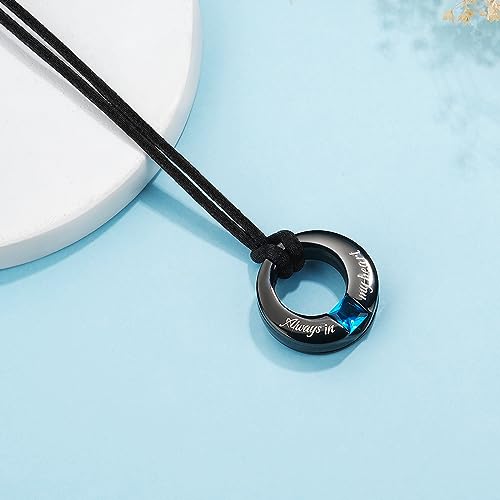 YOUFENG Birthstones Urn Necklaces for Ashes Round Cremation Pendant Urns for Human Ashes Memorial Keepsake Locket Jewelry All December