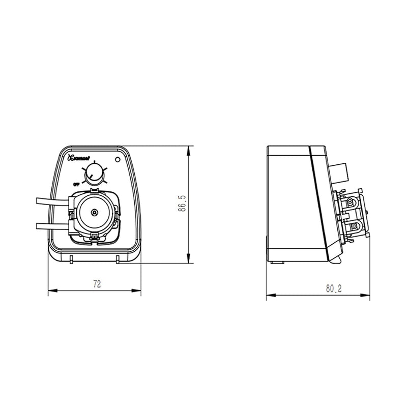 Kamoer KCP-X Mini Peristaltic Pump 24V with Control Low Flow Rate 19-65ml/min Adjustable Speed Liquid Dosing Pump for Aquarium Lab with Power Adapter Silicone Tube