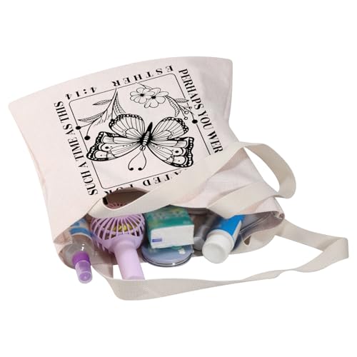 MEIKIUP Bible Verse Tote Bag Christian Scripture Gift Perhaps You Were Made for Such a Time as This Esther 4:14 Faith Based Gift Esther 4:14 Tb-uk
