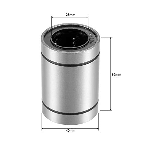 sourcing map LM25UU Linear Ball Bearings 25mm Bore 40mm OD 59mm Long for CNC Machine 3D Printer 2pcs