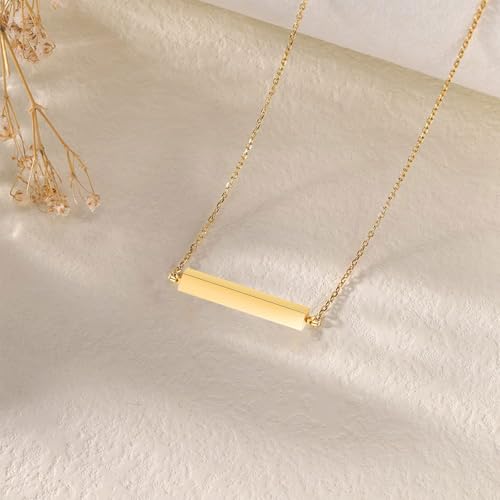 Horizontal Bar Cremation Jewelry Urn Necklaces for Ashes for Women Stainless Steel Ashes Jewelry Cube Ashes Necklace Bar Urn Pendant Forever in My Heart Gold Forever in my heart