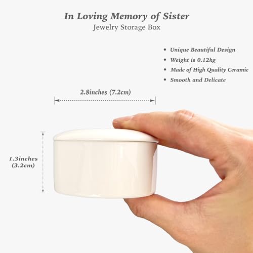 Sister Memorial Gifts, Ceramic Keepsake Jewelry Box, Butterfly Necklace Sister