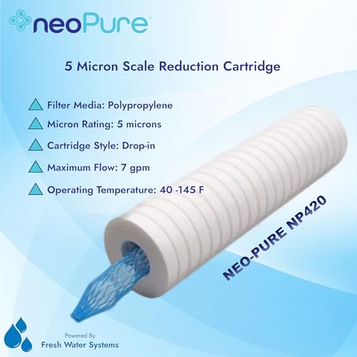 NeoPure NP420 5 micron sediment and scale filter cartridge with Siliphos inhibitor, 2.5 x 9-7/8 inch DOE core