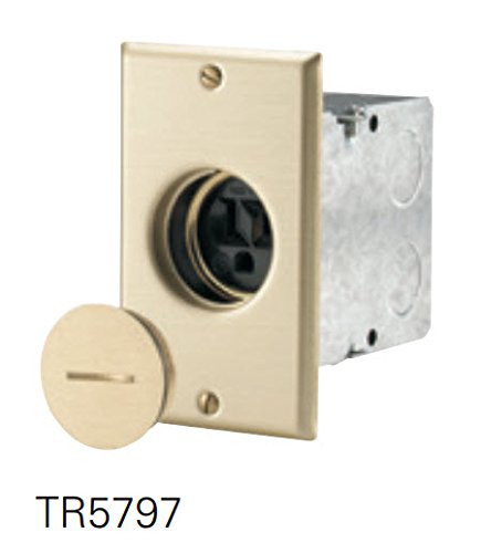 Eaton TR5797 Tamper Resistant Commercial Single Floor Box Assembly, 125-volt, Black/Brass Finish One Size