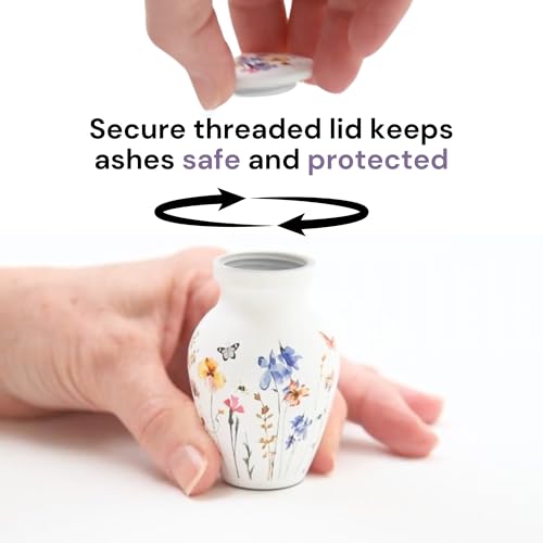 Cremation Urns for Human Ashes Adult Female | Human Urn for Ashes for Women | Decorative for Cremation, Funeral, Burial, Home | Handcrafted Keepsake - Wildflower White Wildflower Breeze Small