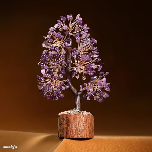 Amethyst Chakra Crystal Tree of Life,Crystals and Healing Stones,Birthday Gifts for Women,Spiritual Meditation Gifts for Positive Energy,Crystal Decor Purple