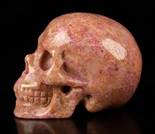 Skullis 2.0” Pink and Black Rhodonite Crystal Skull, Hand Carved Gemstone Fine Art Sculpture, Reiki Healing Stone Statue.1390 2.0” Pink and Black Rhodonite 26