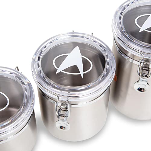 Star Trek: The Next Generation Stainless Steel Kitchen Storage Jar Containers With Seal-Tight Lids, Set of 4