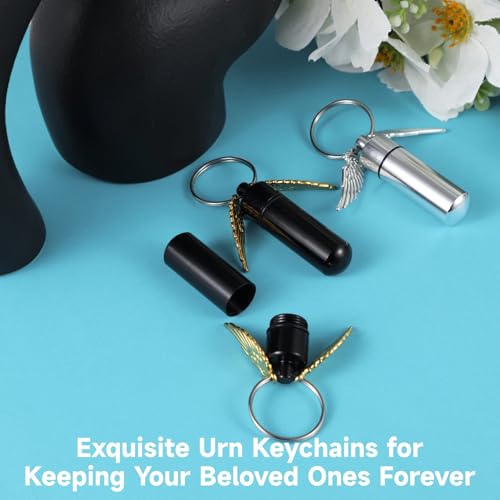 Cremation Jewelry for Ashes - 6 PCS Urn Necklaces for Ashes,Cylinder Vial Cremation Urn Key Chains, Necklace Keepsake Ashes Memorial Necklace Angel Keepsake Cylinder Pendant