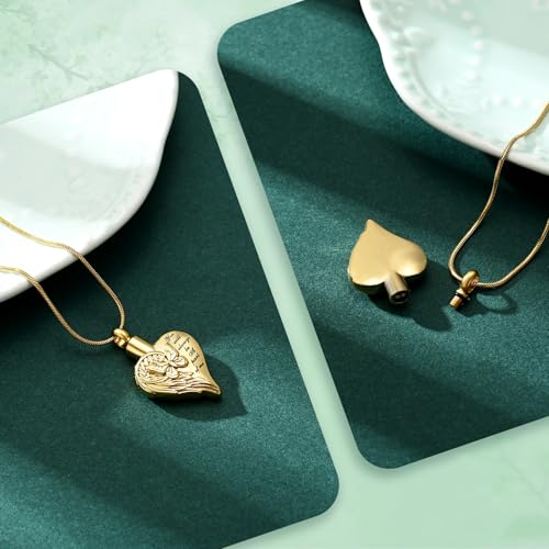 Love Heart Cremation Jewelry Urn Necklaces Butterfly Urn Necklaces for Ashes Memorial Keepsake Pendant for Women Men Gifts With Funnel Kit & Bag Gold