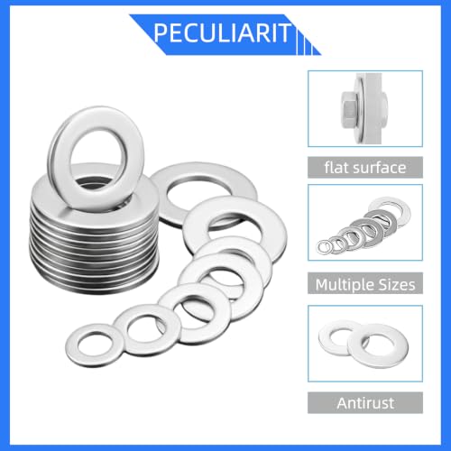 25PCS SteadyFixen 3/8-inch silver 316 stainless steel marine flat washers for corrosion-resistant fastening