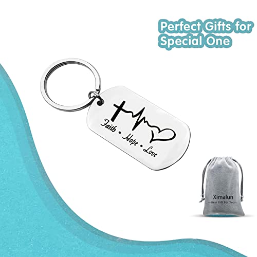 Ximalun Christian Gifts Keyring Bible Verse Keyring Baptism Gifts Inspirational Religious Gifts Communion Gifts Christian Gifts for Women Men Girls Boys Silver4