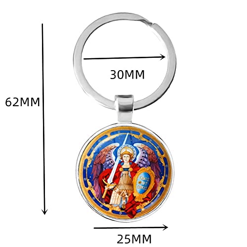 St Michael Keychain For Men Women,Saint Michael Key Ring for Home Car Keys Attachment,Archangel Michael Key Holder Gift, Zinc Alloy Christian Key Chain Organizer (Gift Packaging)
