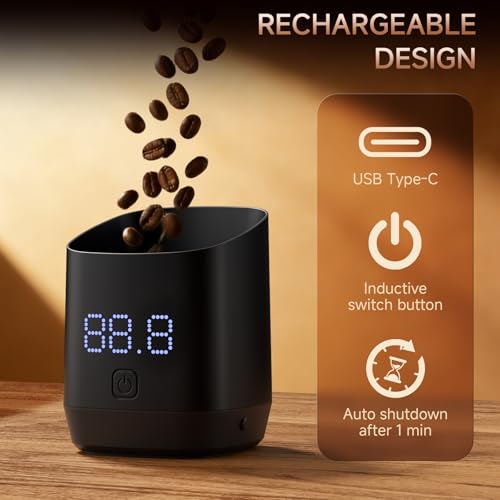 Digital Coffee Scale, 0.1g High Precision Electronic Kitchen Scale with LED Display, Rechargeable Touch-Sensitive Button Espresso Scale for Coffee Lovers Black