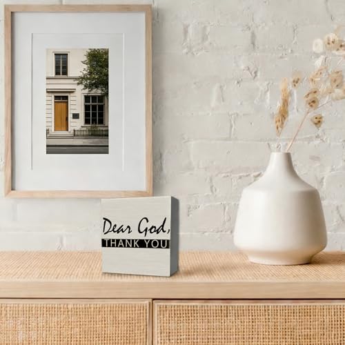 Home Decor Wooden Box Sign Farmhouse Shelf Table Decor Christian Office Accents For Living Room Mantle Coffee Bar Bookshelf Kitchen Entryway 5x5 Inches