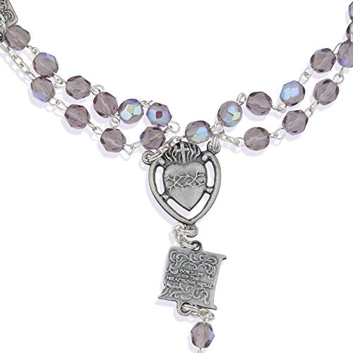 Vatican Imports Our Lady of Lourdes Crystal Rosary - Made in Italy Amethyst