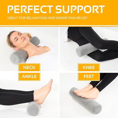 AllSett Health Firm Round Bolster Pillow - Memory Foam Cervical Neck Roll Pillow for Sleeping 17x4 Inch, Firm