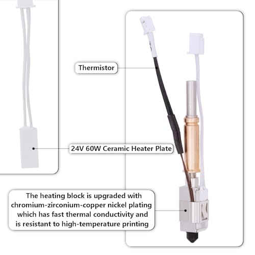 Upgrade Hotend Kit for Anycubic Kobra 3 Series, 3D Printer Ceramic Heater 24V 60W Hotend Integrated Throat Heating Block Kit for Anycubic Kobra 3, Kobra 3 Combo Kobra 3 Upgrade