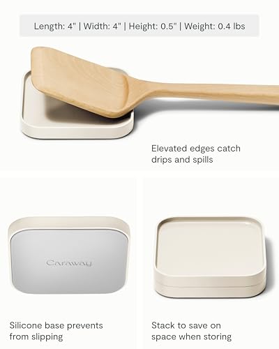 Caraway Spoon Rest Set of 2, Stackable Spoon Holder for Kitchen Counter Cream Spoon Rest (2x)