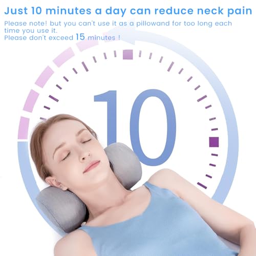 Cervical Neck Roll Traction Pillow ,Neck Shoulder Muscle Relaxer ,Cervical Spine Alignment & Tension Relief & No More Neck Pain &Breathable Pillowcase, Memory Foam, for Bed, Legs, Back and Yoga ﻿
