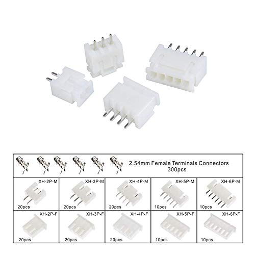YIXISI 460 Piece JST Connector Kit, JST-XH, 2.54 mm Pitch Female Pin Header, JST Adapter Cable Plug, JST Male and Female Connector (2/3/4/5/6 Pin) White-Jst Xh