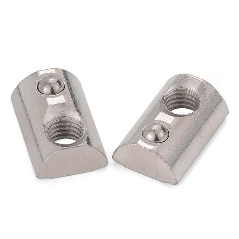 [Australia - AusPower] - 10Pcs Silver 1/4-20 Steel Roll in T-nut with Ball Spring, Suitable for 1010 Series or 1.0 Inch Base Aluminum Extrusion Profile Rail?Fasteners 