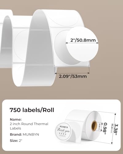 2 Inch Circle Thermal Sticker Labels+2 Inch Round Thermal Label