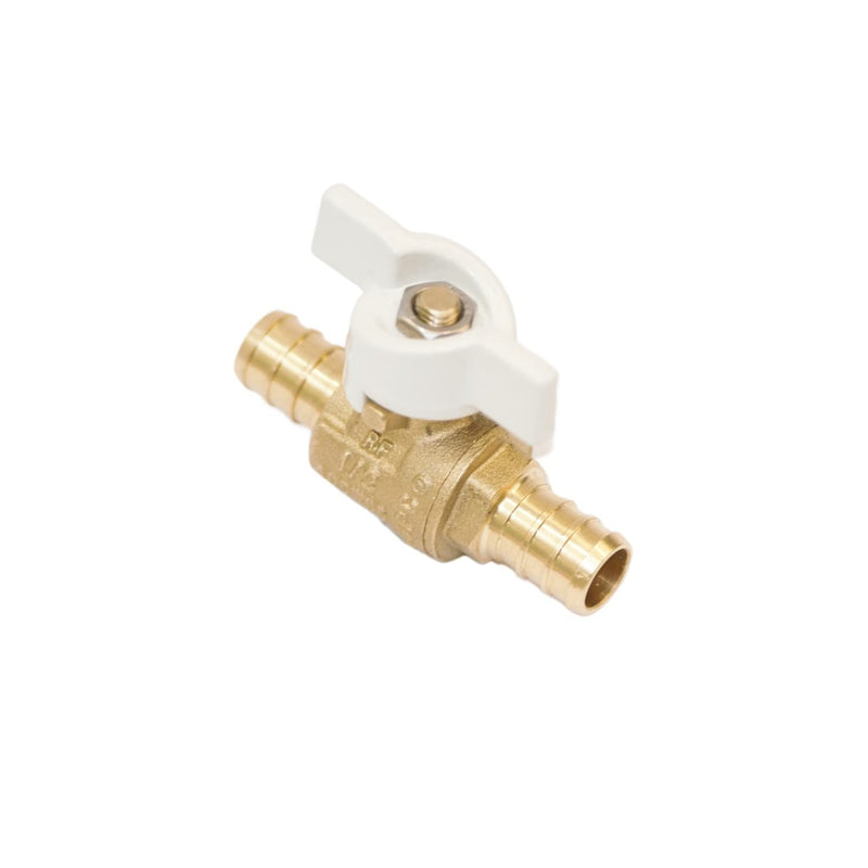 [Australia - AusPower] - 1/2-in Brass Pex Ball Valve, 1/4 Turn Pex Shut Off Valve with White T-handle,1/2" Mini Brass Pex Barb Valve for Pex Tubing for Hot or Cold Water- (2-Pack) 2 