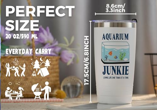 Onebttl Gifts for Aquarium lovers Fish Tank Lovers, Vacuum Insulated Tumbler 20oz With Lid and Straw, Fish Tank Gifts for Christmas, Birthday - Life