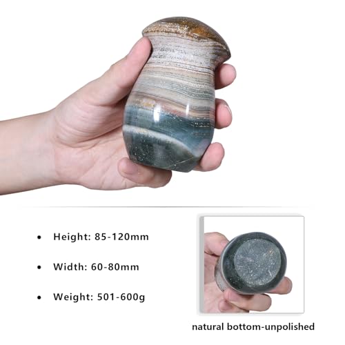 Mushroom Stones for Home Garden Decor, Natural Ocean Jasper Stone 1.1-1.32lb(501g-600g)