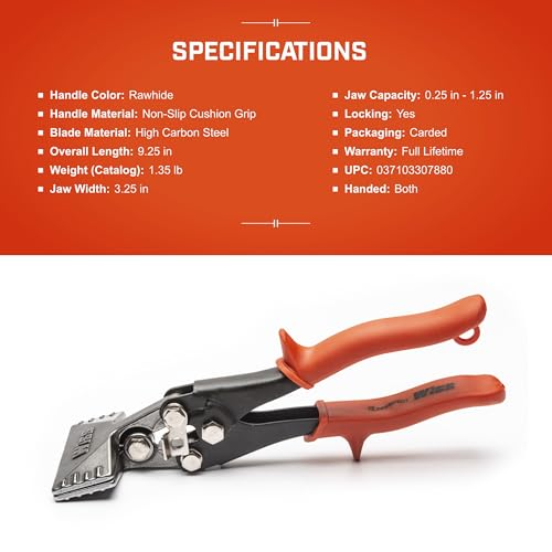 Wiss Crescent 3-inch straight hand seamer with durable metal jaws and ergonomic handles
