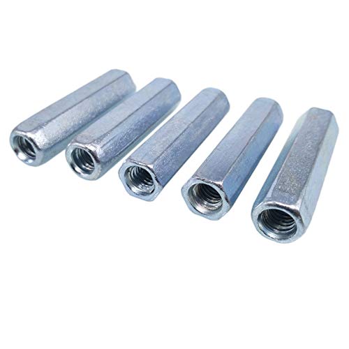 Yodaoke M10 x 1.5 x 50mm coupling hex nut connectors, zinc-plated, 10-piece set